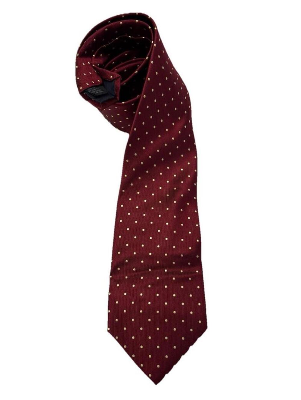 Men’s The Tie Bar 100% Silk Red W/Gold Polka Dots Tie